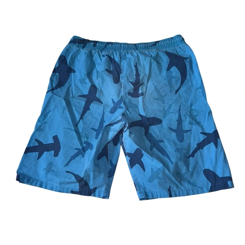 Mini Boden Blue Shark Swim Trunks & T-Shirt Set Size 9-10 Years